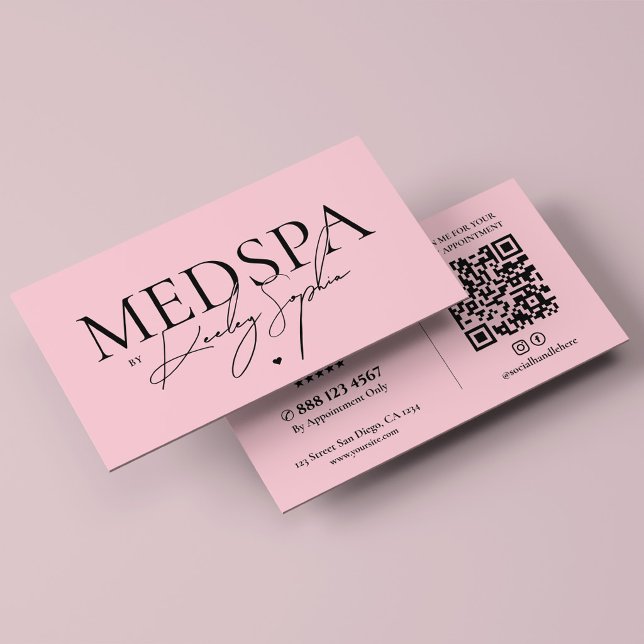 Carte De Visite Minimal Medspa Esthétique Rose Esthéticienne (Minimal Medspa Aesthetic Pink Esthetician Business Card
)