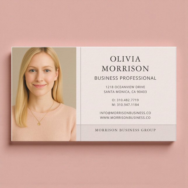 Carte De Visite Minimal Modern Blush Pink Photo  (Créateur téléchargé)