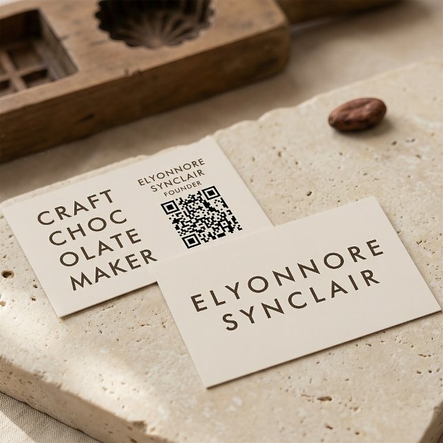 Carte De Visite Minimal Modern Craft Chocolate Maker Qr Code (Créateur téléchargé)
