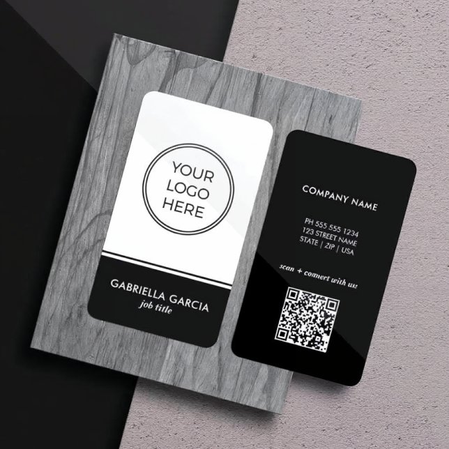 Carte De Visite Minimal Modern Professional QR Code Logo (Business Card shown in 3.5 x 2 inches with round corners.)