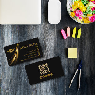 Carte De Visite Minimal moderne professionnel QR Code pilote Or