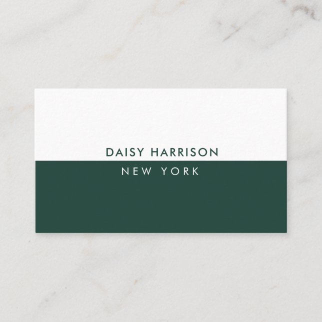 Carte De Visite Minimal moderne simple luxe émeraude et blanc (Devant)