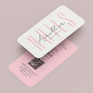 Carte De Visite Minimal Nail Tech esthétique Pastel Pink Manicuris