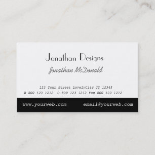 Carte De Visite Minimal noir blanc minimaliste simple