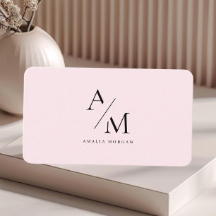 Carte De Visite Minimal Pastel rose initial et personnalisé