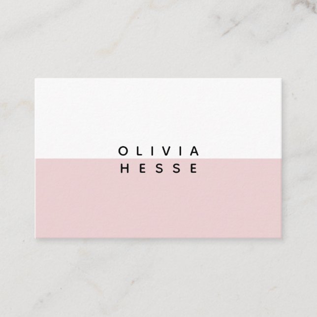 Carte de visite Minimal Pink White Business Card (Devant)