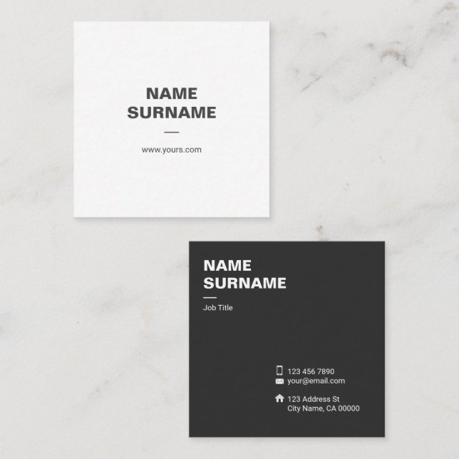 Carte de visite minimal professionnel de carré de (Devant / Derrière)