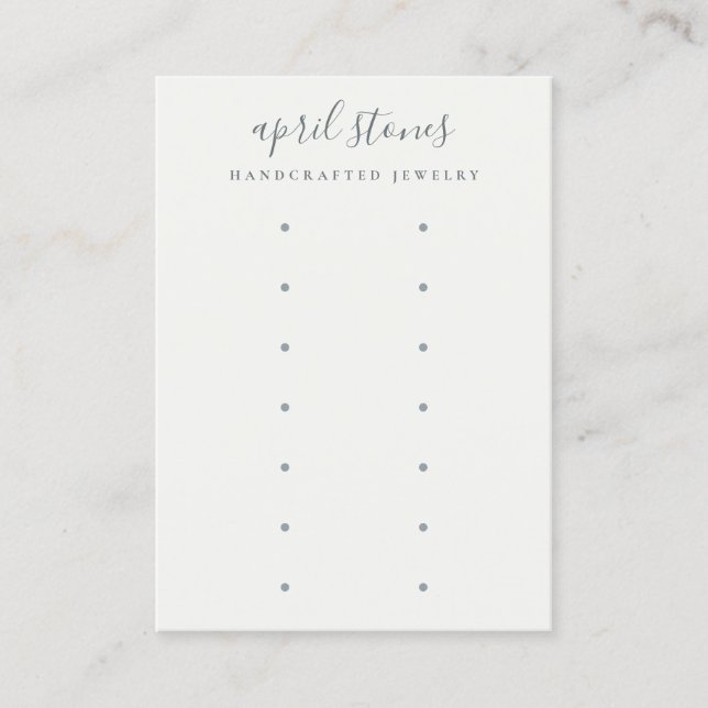 Carte De Visite Minimal Script Black Grey White 7 Earring Display (Devant)