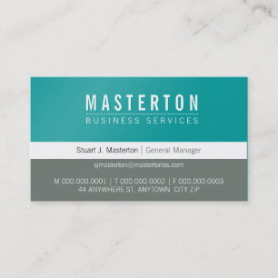 Carte De Visite MINIMAL simple entreprise simple turquoise bleu gr