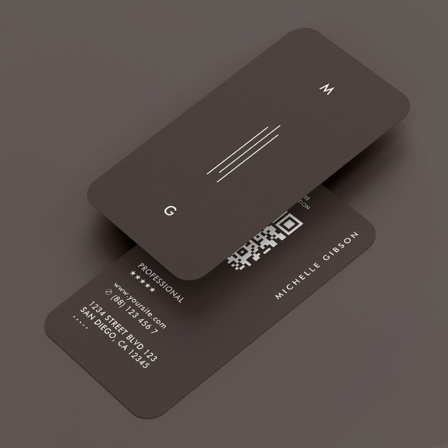 Carte De Visite Minimal Simple Initials Lines Espresso  (Minimal Simple Initials Lines Espresso Business Card
)