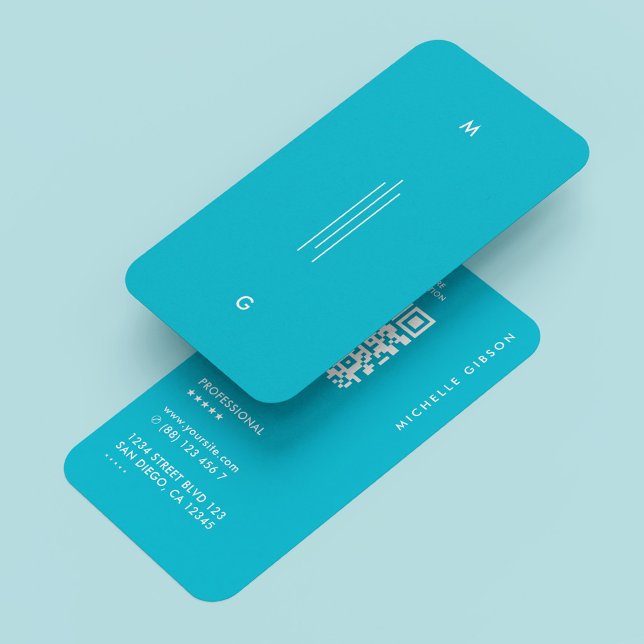 Carte De Visite Minimal Simple Professionnel Initiales Lignes Bleu (Minimal Simple Professional Initials Lines Blue Business Card
)