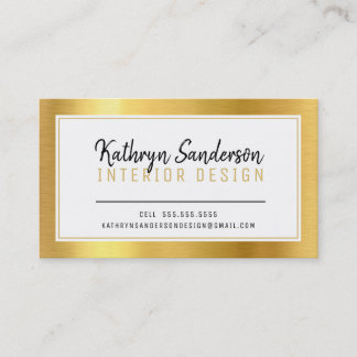 Carte De Visite MINIMAL STYLISH simple bordure noir faux feuille o
