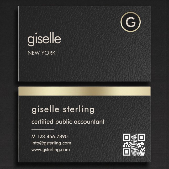 Carte De Visite Minimal Tax Accountant CPA Faux Leather (Créateur téléchargé)