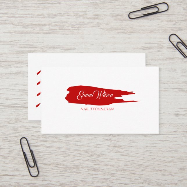 Carte de visite minimale de technicien en onglerie (Devant/Arrière en situation)