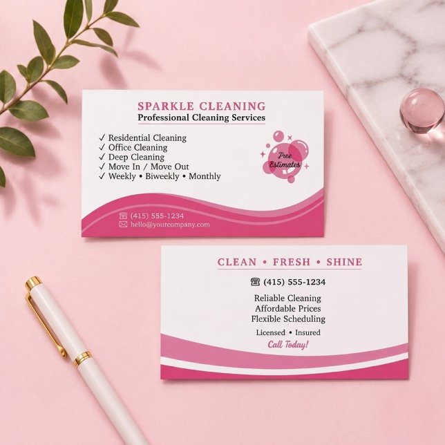 Carte de visite minimale rose pour entreprise de n (Créateur téléchargé)