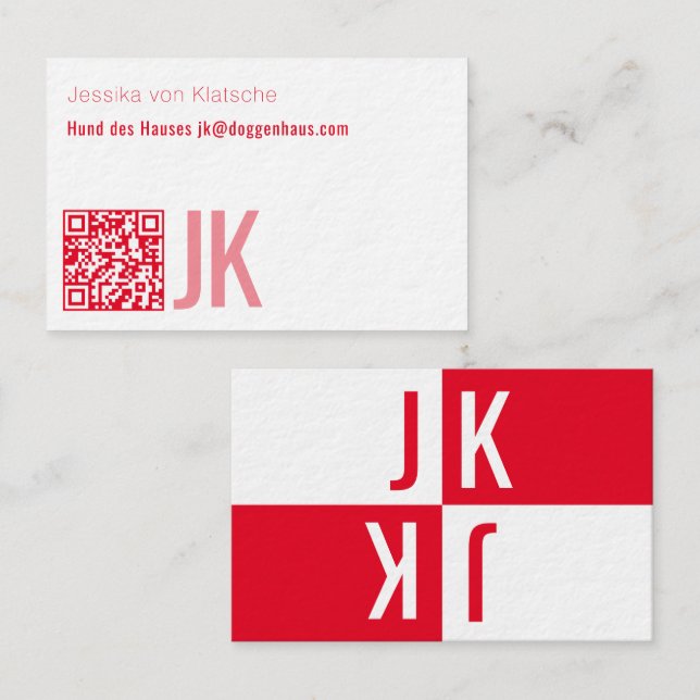 Carte De Visite minimalisme dans le code QR rouge (Devant / Derrière)