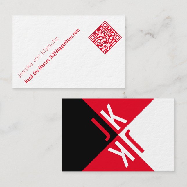 Carte De Visite minimalisme dans le code QR rouge (Devant / Derrière)