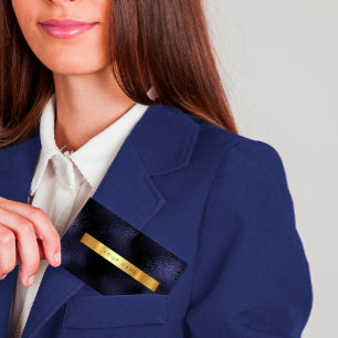 Carte De Visite Minimalisme Glam Blue Navy Gold Metallic Vip