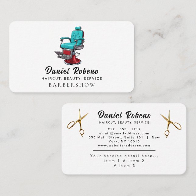 Carte De Visite Minimalist Barber Shop (Devant / Derrière)