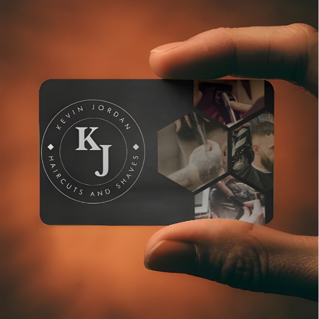 Carte De Visite Minimalist Black and White Barbershop Modern (Créateur téléchargé)