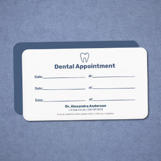 Carte De Visite Minimalist Blue - Dental Appointment Card