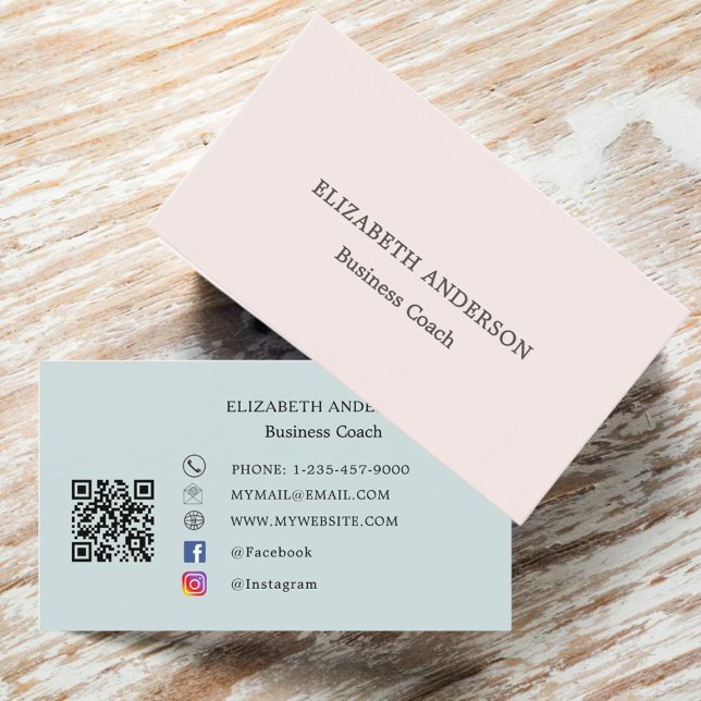 Carte De Visite Minimalist Blush Pink Seafoam Muted Sage (Créateur téléchargé)