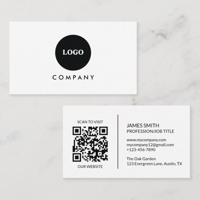 Carte De Visite Minimalist Business Card | QR code (Devant / Derrière)