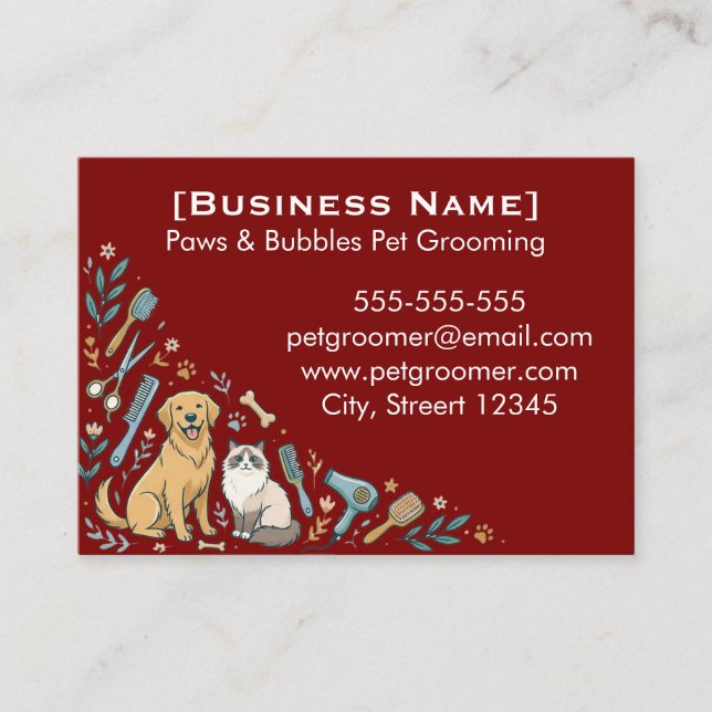 Carte De Visite Minimalist Custom Pet Groomer Business Card  (Devant)