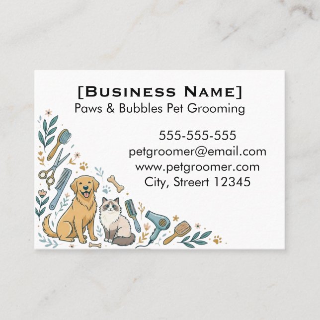 Carte De Visite Minimalist Custom Pet Groomer Business Card  (Devant)