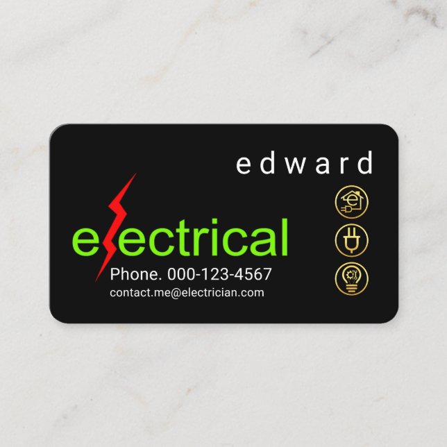 Carte De Visite Minimalist Electrical Lightning Bolt (Devant)