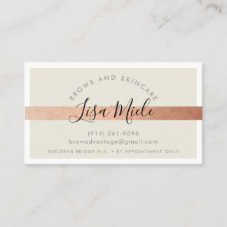 Carte De Visite MINIMALIST élégante crème d'ivoire rayée rose