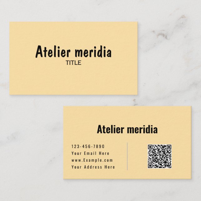 Carte De Visite Minimalist Gold  with QR Code (Devant / Derrière)