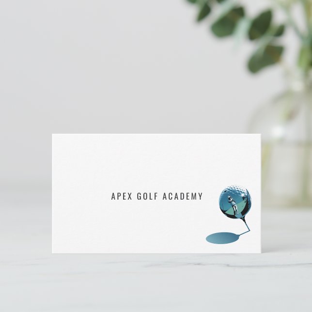 Carte De Visite Minimalist Golf Coach Academy Metallic Blue (Créateur téléchargé)