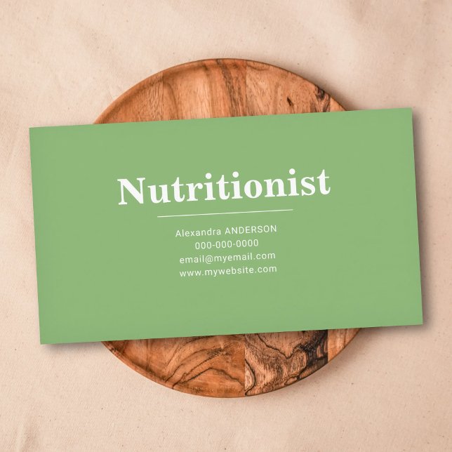 Carte De Visite Minimalist & Green -  Nutritionist Business Card (Minimalist & Green - Nutritionist Business Card)