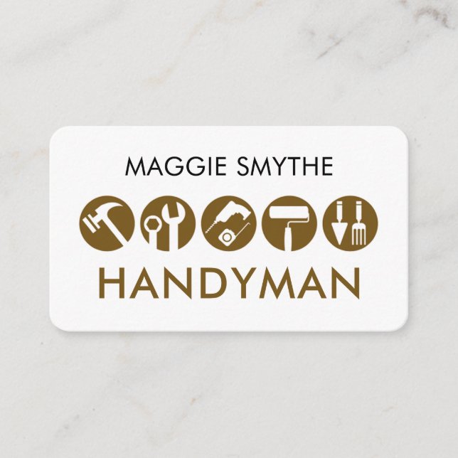Carte De Visite Minimalist Handyman Tools Icon (Devant)
