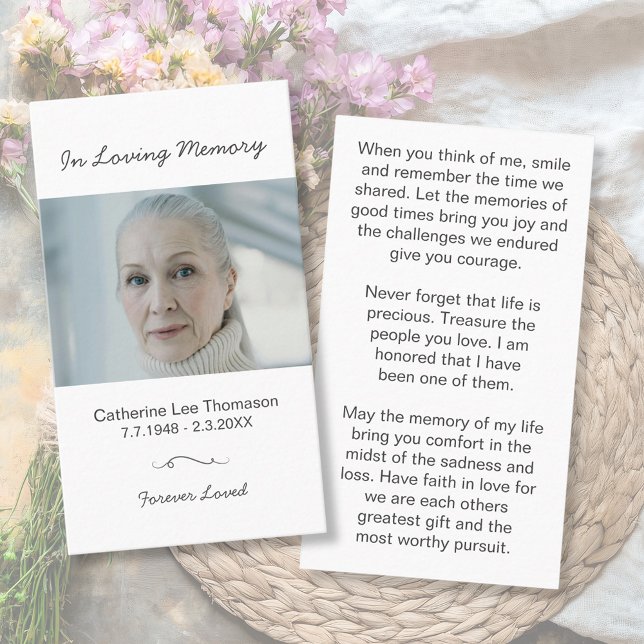 Carte De Visite Minimalist In Loving Memory Photo Prayer Card (Minimalist In Loving Memory Photo Prayer Card
)