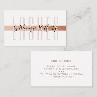 Carte De Visite MINIMALIST LUXE élégant faux rose or feuille rose