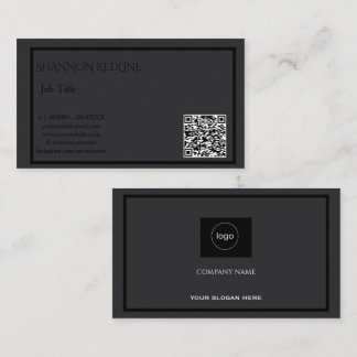Carte De Visite Minimalist Mate Black QR 