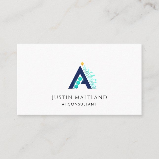 Carte De Visite Minimalist Modern AI Consultant Business Card (Devant)