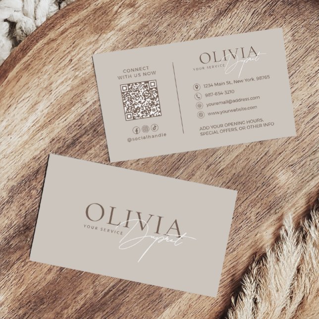 Carte De Visite Minimalist Modern Elegant Beige Neutral (Créateur téléchargé)