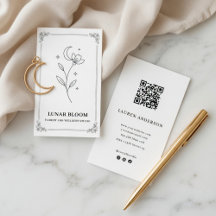 Minimalist Moon Flower Florist Card with QR Code