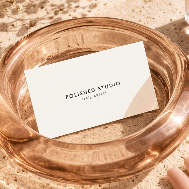 Carte De Visite Minimalist Nail Artist Technician Luxe Ivory (Créateur téléchargé)