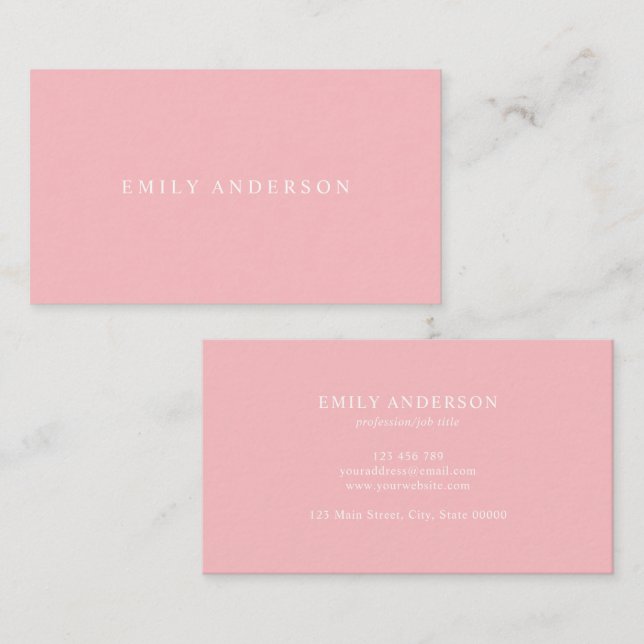 Carte De Visite Minimalist Pink Elegant Monogram (Devant / Derrière)