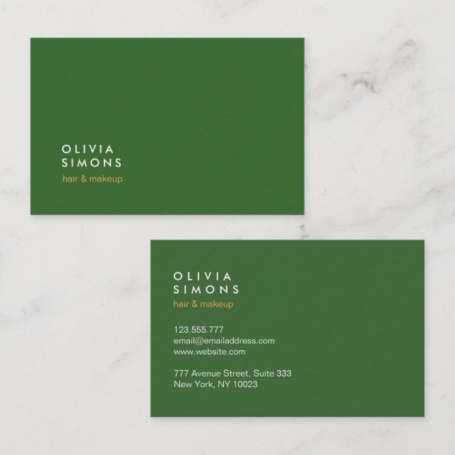 Carte De Visite Minimalist Professional Green Business Cards (Devant / Derrière)