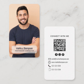 Carte De Visite Minimalist QR Code Photo Connect Modern White