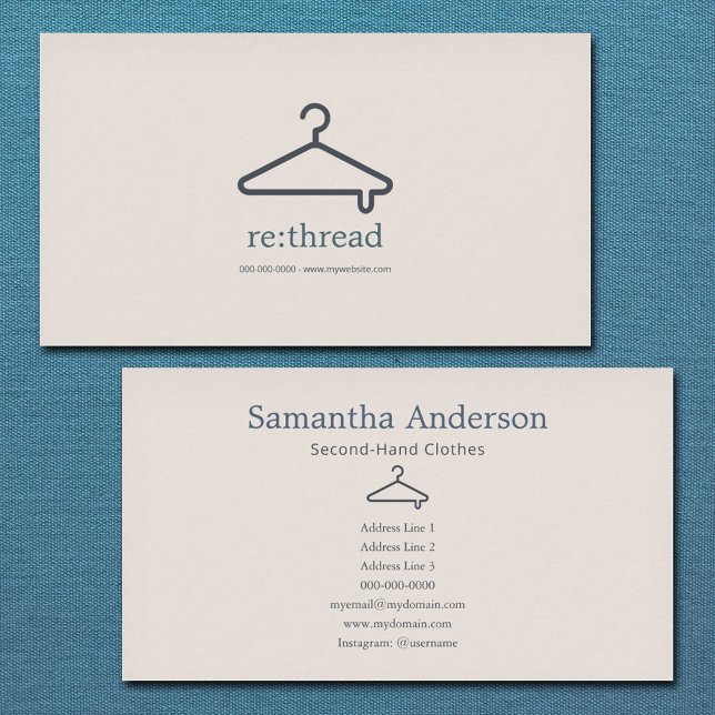 Carte De Visite Minimalist Second-Hand Clothes (Minimalist Second-Hand Clothes Business Card)
