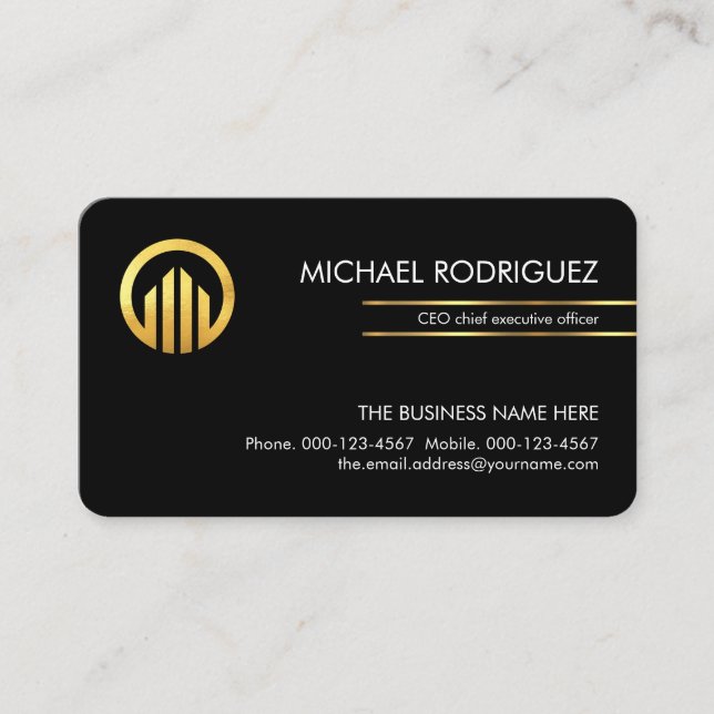 Carte De Visite Minimalist Simple Gold CEO Lines (Devant)