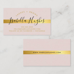 Carte De Visite MINIMALIST simple luxe faux or rayé rose