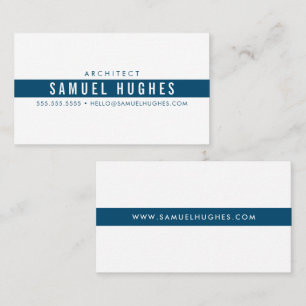 Carte De Visite MINIMALIST simple masculine bleu foncé marine stri