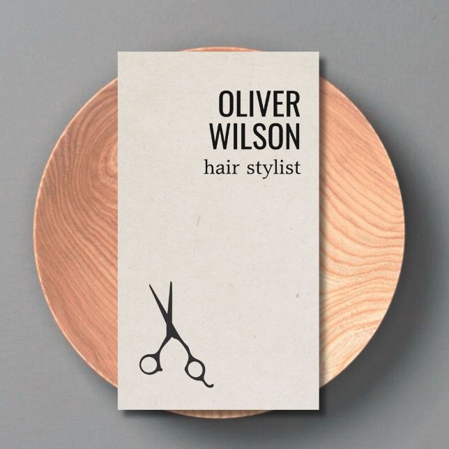 Carte De Visite Minimalist Texture Beige Black Bold Hair Salon (Créateur téléchargé)